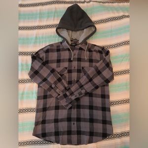 GIOBERTI | Button Up Hoodie Flannel Plaid